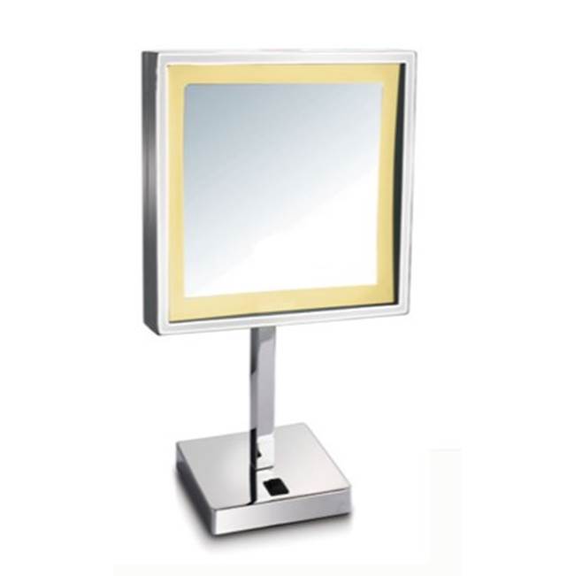 Afina Corporation Lighted Table Makeup Mirror 8''X8'' - Polished Chrome