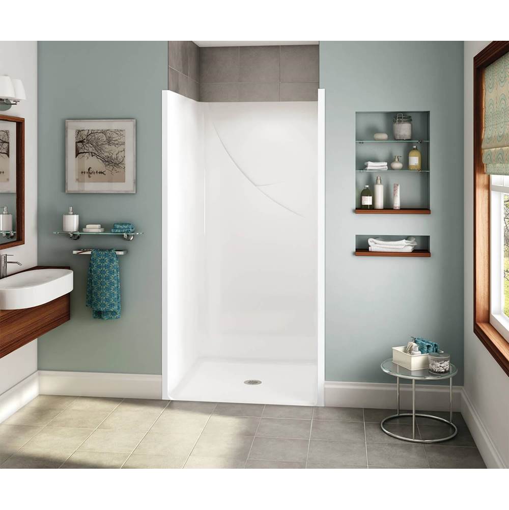 Aker OPS-3636 RRF AcrylX Alcove Center Drain One-Piece Shower in Biscuit - Base Model