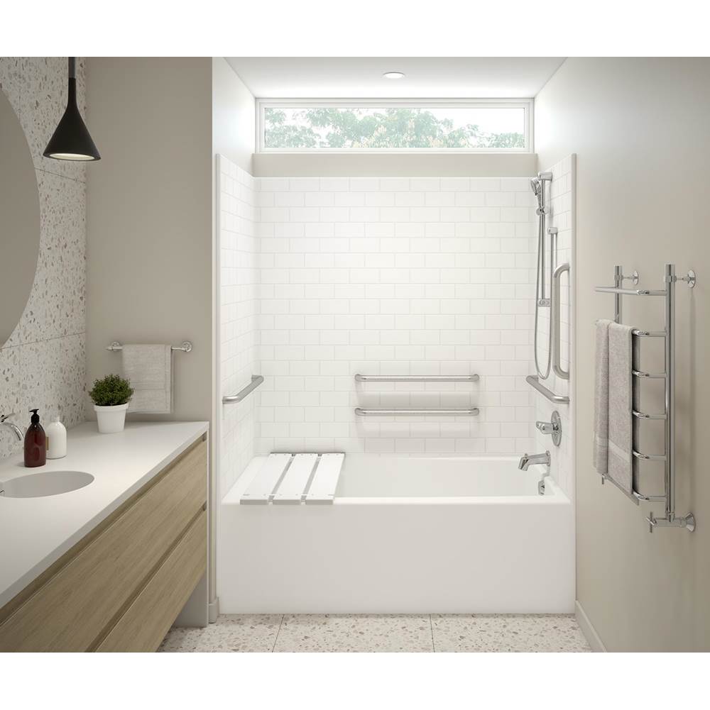 Aker F6030STTM - ANSI Compliant AcrylX Alcove Right-Hand Drain One-Piece Tub Shower in White