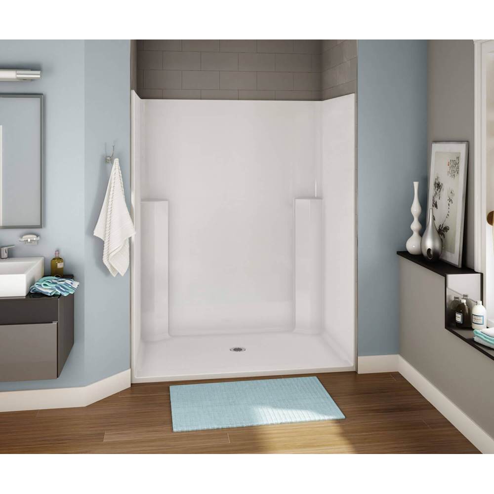 Aker OPS-5634G AcrylX Alcove Center Drain One-Piece Shower in Thunder Grey