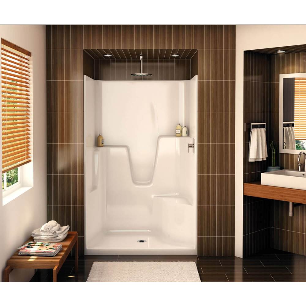 Aker SHLS/RS-48 AcrylX Alcove Center Drain One-Piece Shower in Black