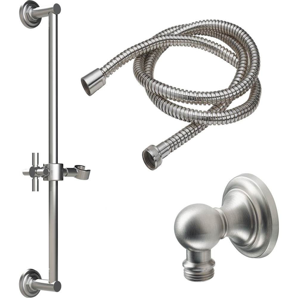 California Faucets Slide Bar Handshower Kit - Smooth Cross Handle with Concave Base