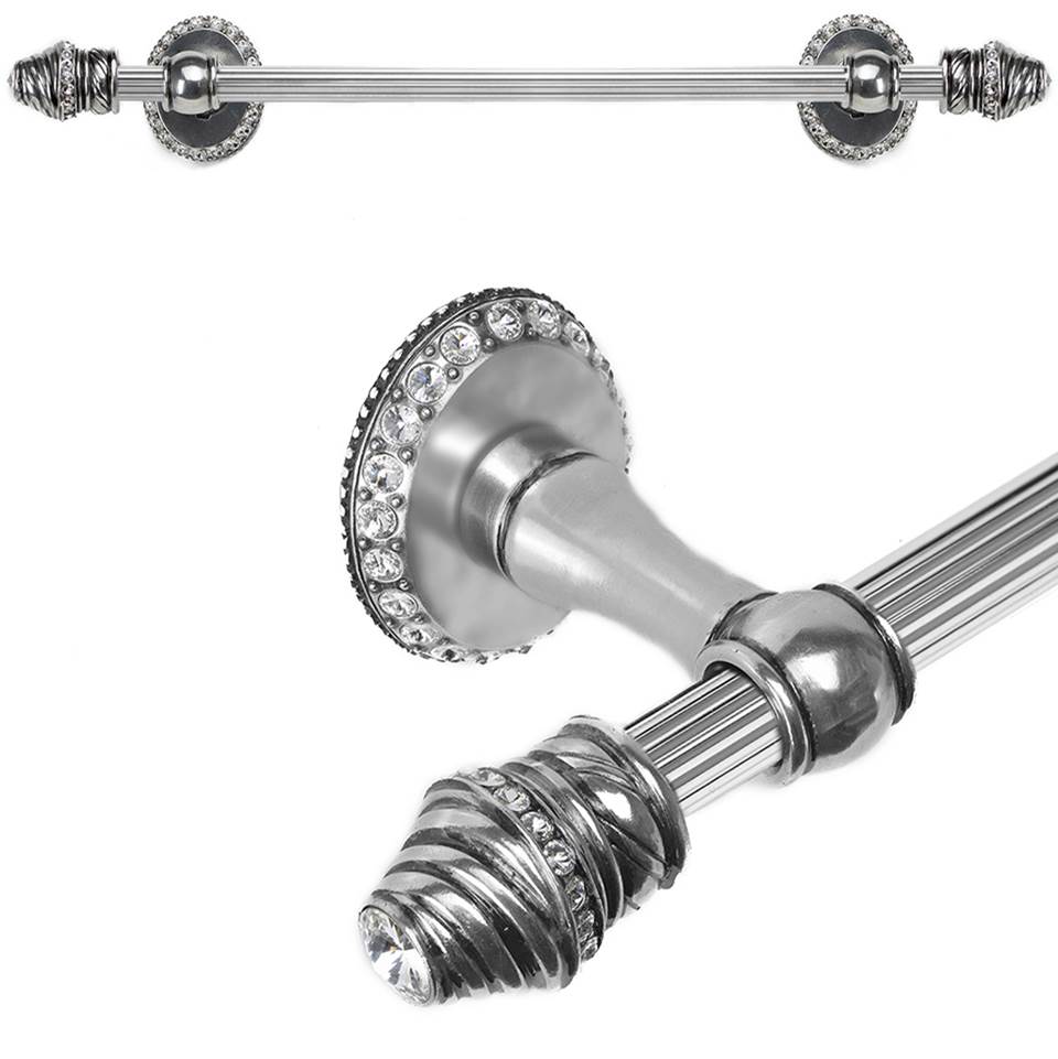 Carpe Diem Hardware Cache Ii 32'' O.C. (Approximately) Towel Bar With 80 Rivoli Swarovski Clear Crystals With 5/8'' Reeded Center