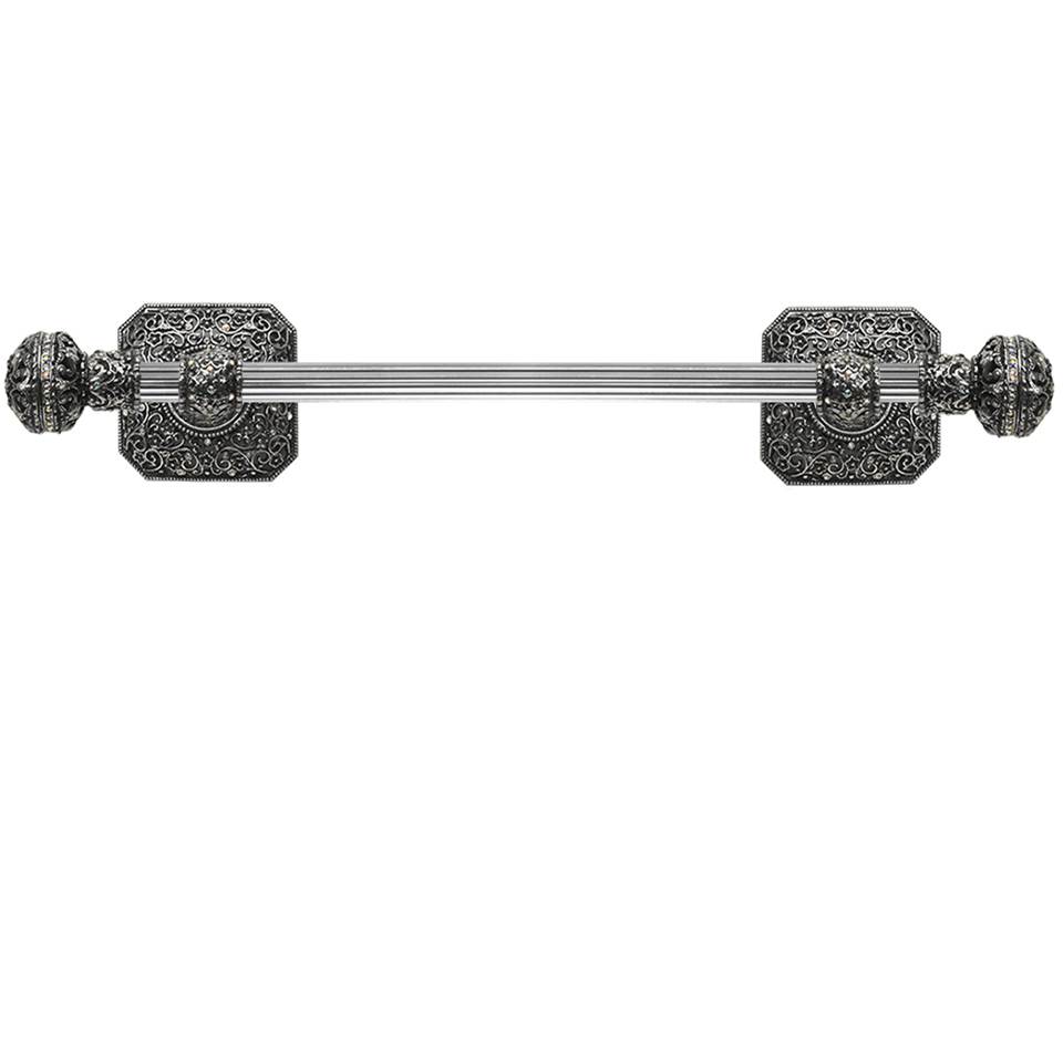 Carpe Diem Hardware Juliane Grace 32'' O.C. (Approximately) Towel Bar With 350 Swarovski Clear and Aurore Boreale Crystals With 5/8'' Reeded Center