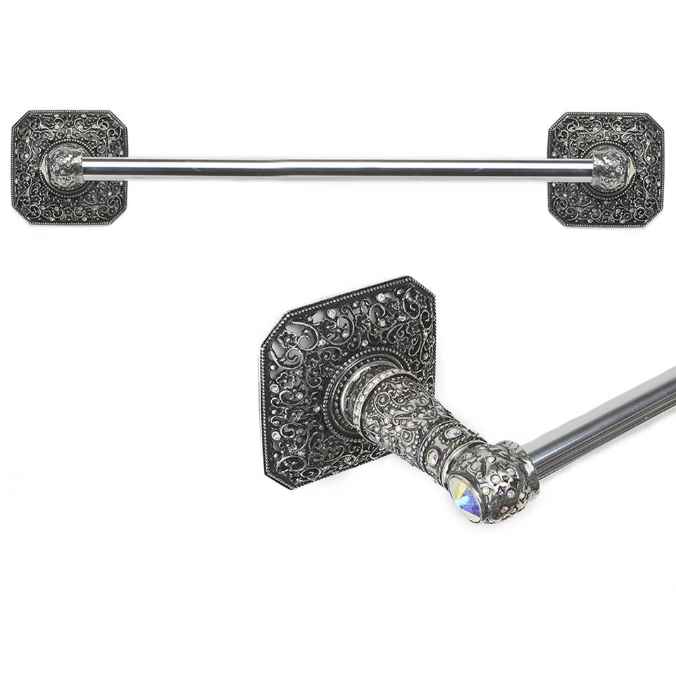 Carpe Diem Hardware Juliane Grace 32'' O.C. (Approximately) Towel Bar With 213 Swarovski Clear and Aurore Boreale Crystals With 5/8'' Smooth Center