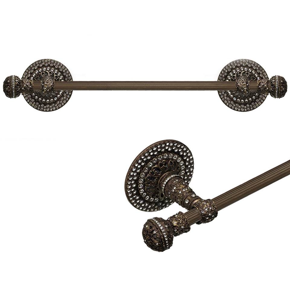 Carpe Diem Hardware Juliane Grace Ii 32'' O.C. (Approximately) Towel Bar With 417 Swarovski Clear Crystals With 5/8'' Reeded Center