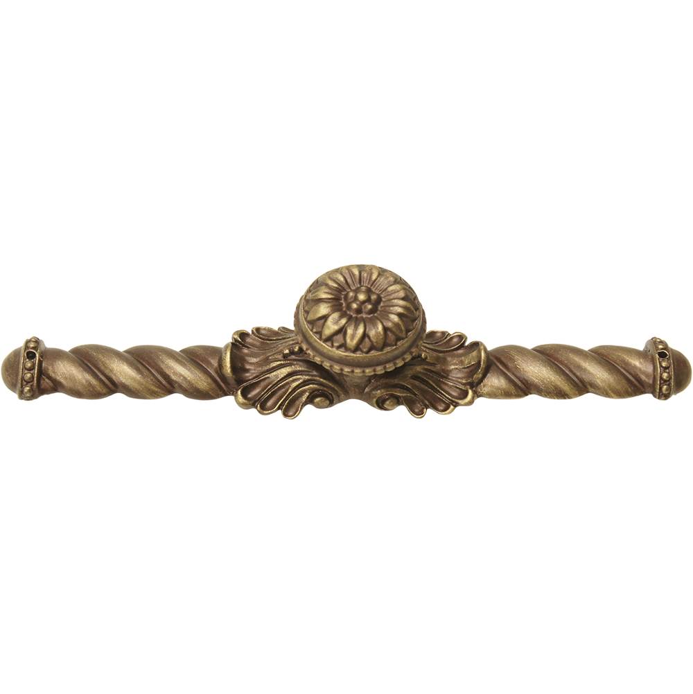 Carpe Diem Hardware Acanthus Large Knob With Flared Foot Rosette Style With Large Backplate In Antique Brass.