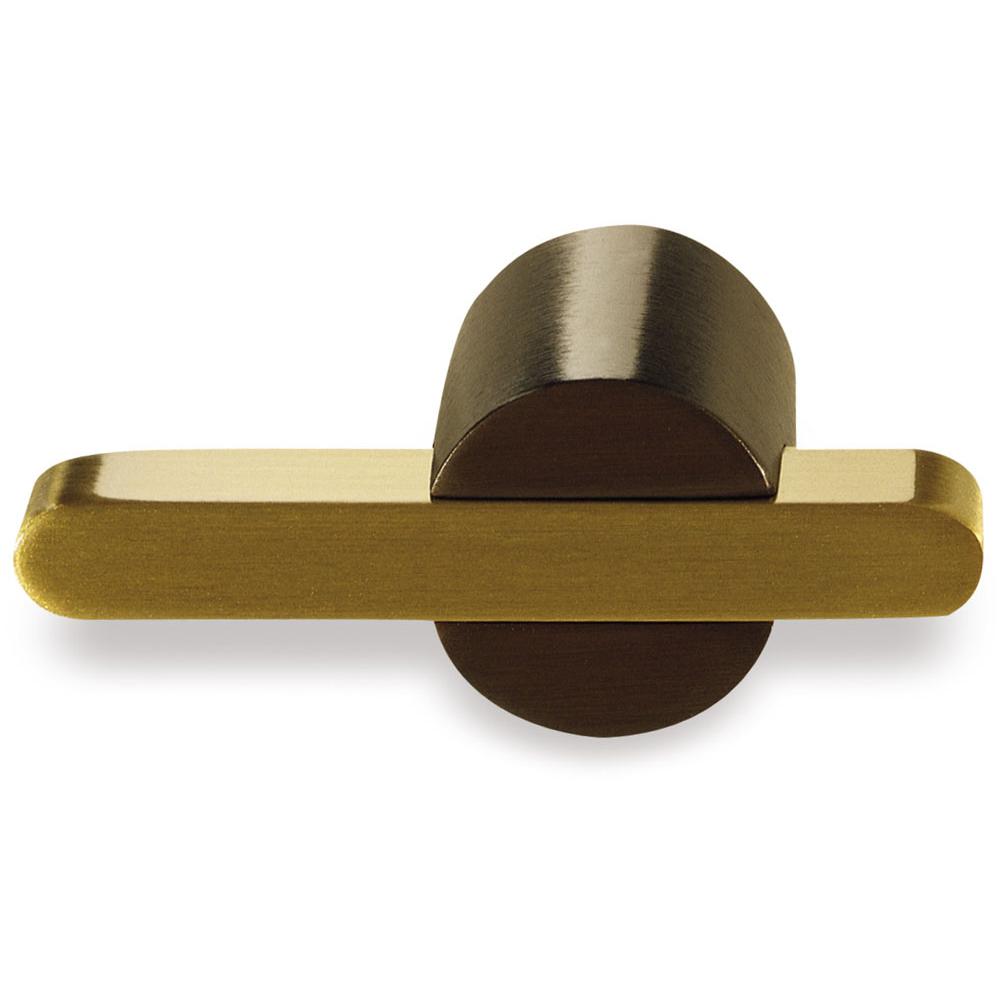 Colonial Bronze T Cabinet Knob Hand Finished in Polished Brass and Matte Pewter