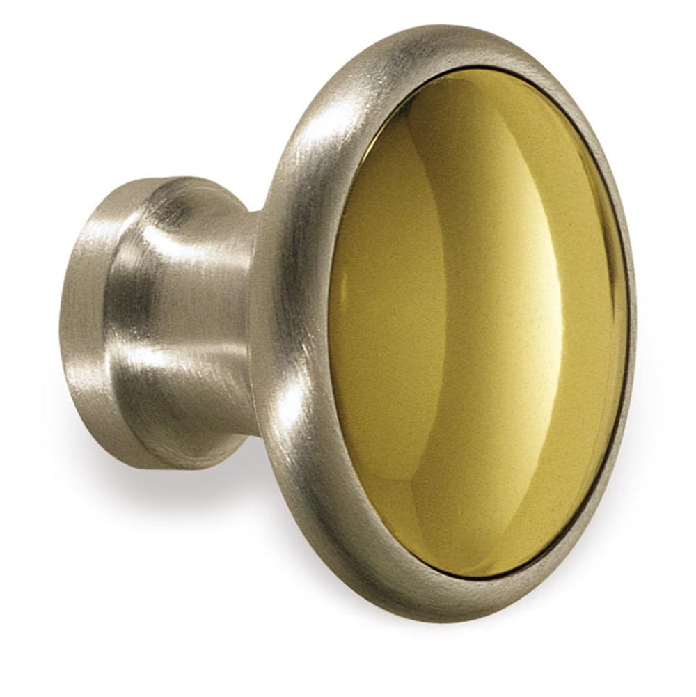 Colonial Bronze Cabinet Knob Hand Finished in Matte Antique Satin Brass and Satin Chrome