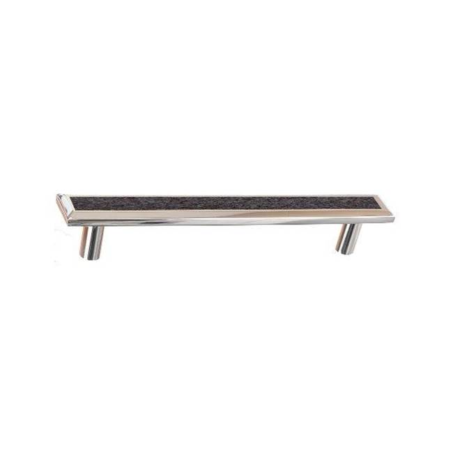 Colonial Bronze Leather Accented Rectangular, Beveled Appliance Pull, Door Pull, Shower Door Pull With Straight Posts, Weathered Brass x Shagreen Ink Leather