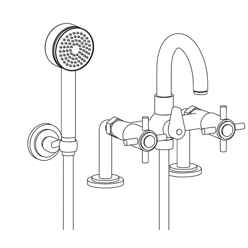 Cristal & Bronze Rim Mounted Bath And Shower Mixer With Handshower Set And Hose