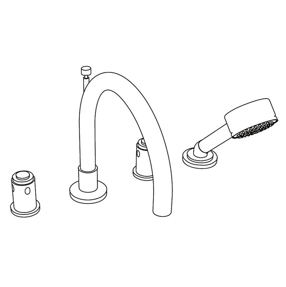 Cristal & Bronze Rim Mounted 4-Hole Bath & Shower Mixer, With Connection Hoses