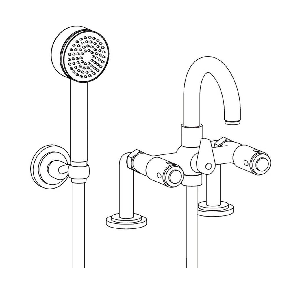 Cristal & Bronze Rim Mounted Bath And Shower Mixer With Handshower Set And Hose