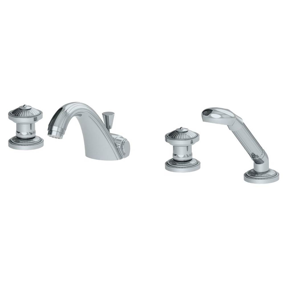 Cristal & Bronze Rim Mounted 4-Hole Bath & Shower Mixer, With Connection Hoses