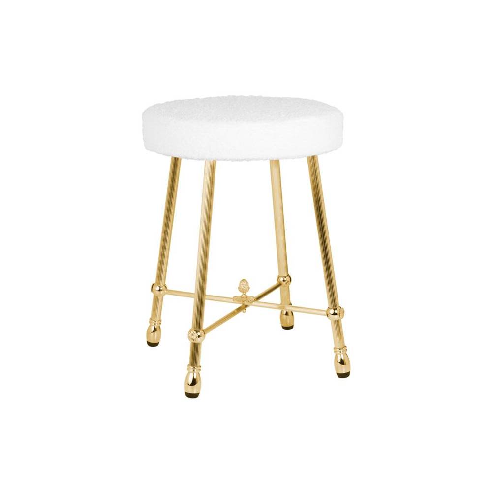 Cristal & Bronze Round Stool, Fluted Legs, Ø34cm H. 47cm (Delivered Without Cover)