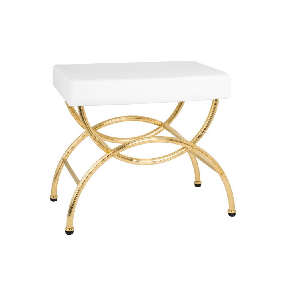 Cristal & Bronze Rectangular X Stool, Fluted Legs, 47X32cm, H. 45cm (Delivered Without Cover)