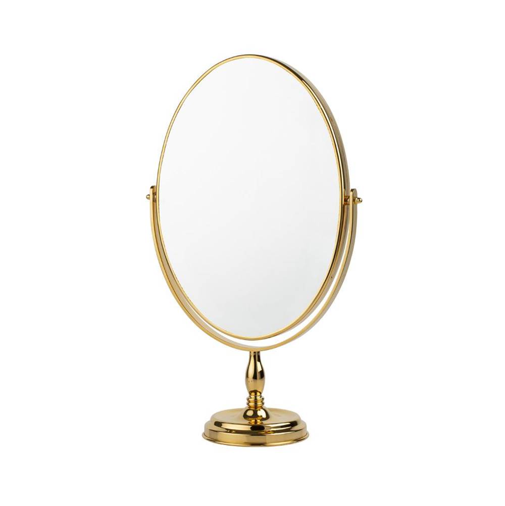 Cristal & Bronze Free-Standing Swiveling Mirror, One Magnifying Face, Plain Frame & Base, L.22Xh.31cm