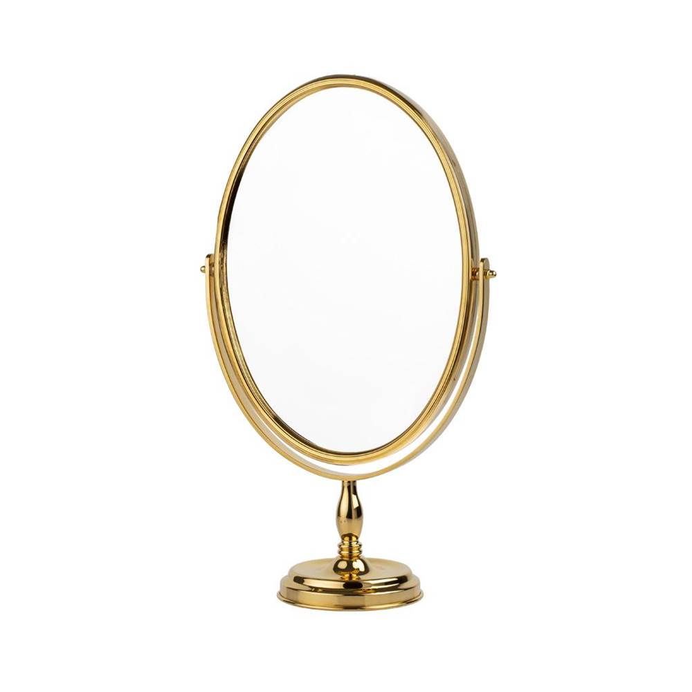 Cristal & Bronze Free-Standing  Swiveling Mirror, One Magnifying Face, Fluted Frame, L.22 X H.31cm