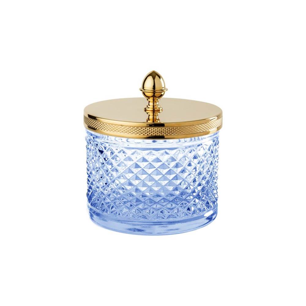 Cristal & Bronze Large Q-Tip Jar, Seed, Ø11cm, H. 13cm, Blue Crystal