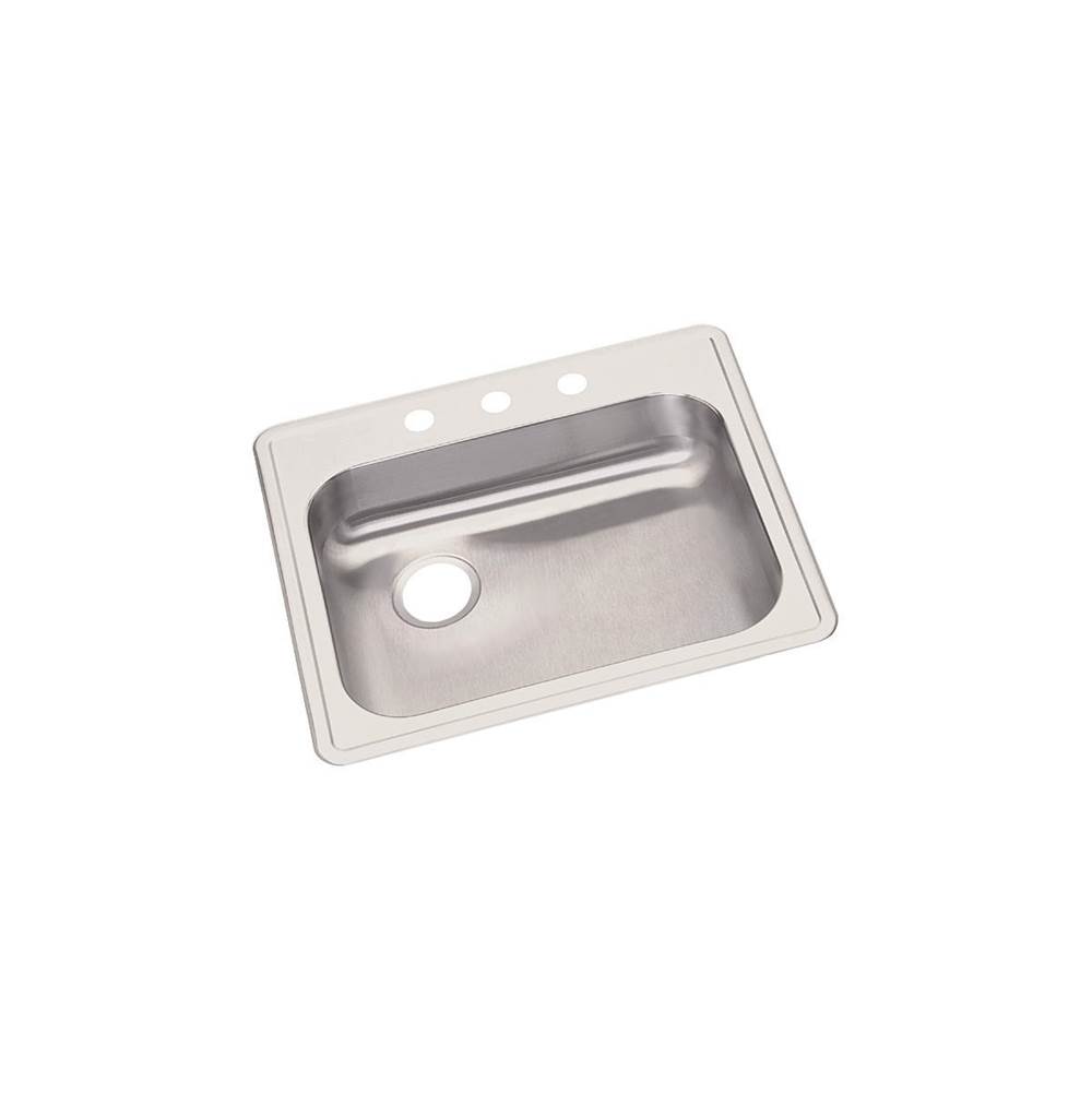 Elkay Dayton Stainless Steel 25'' x 21-1/4'' x 5-3/8'', 1-Hole Single Bowl Drop-in Sink with Left Drain