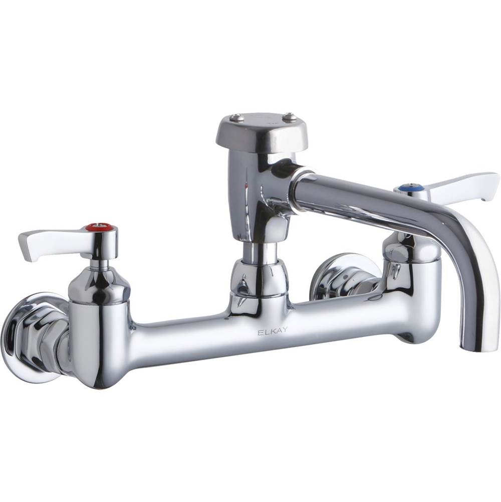 Elkay Service/Utility 8'' Centerset Wall Mount Faucet w/7'' Vented Spout 2'' Lever Handles 1/2in Offset Inlet Chrome