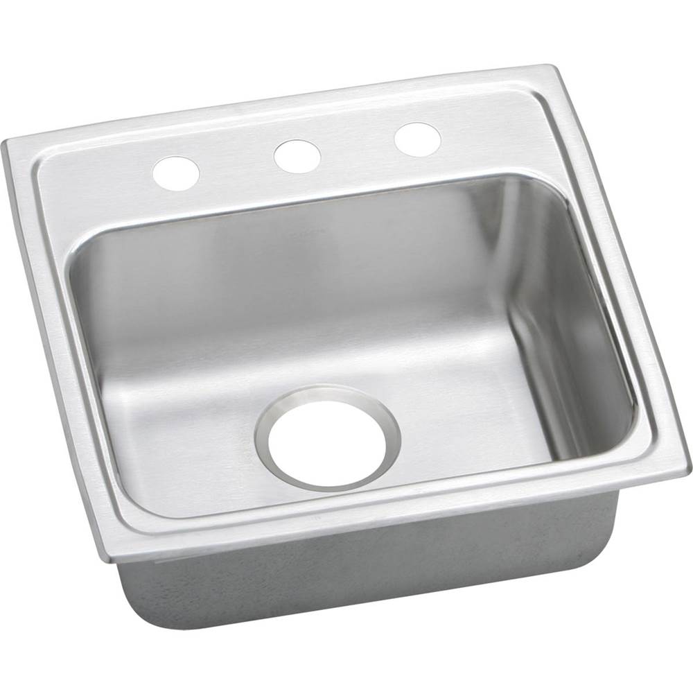 Elkay Lustertone Classic Stainless Steel 19-1/2'' x 19'' x 4'', 1-Hole Single Bowl Drop-in ADA Sink with Quick-clip