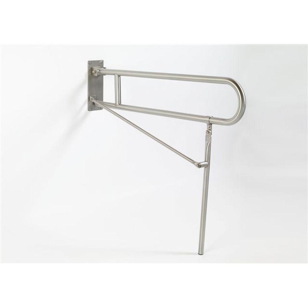 Elcoma 1.25'' Dia. Flip Up Safety Rails W/ Leg Support And Ss Wall Bracket - Friction Hinge Stainless Steel