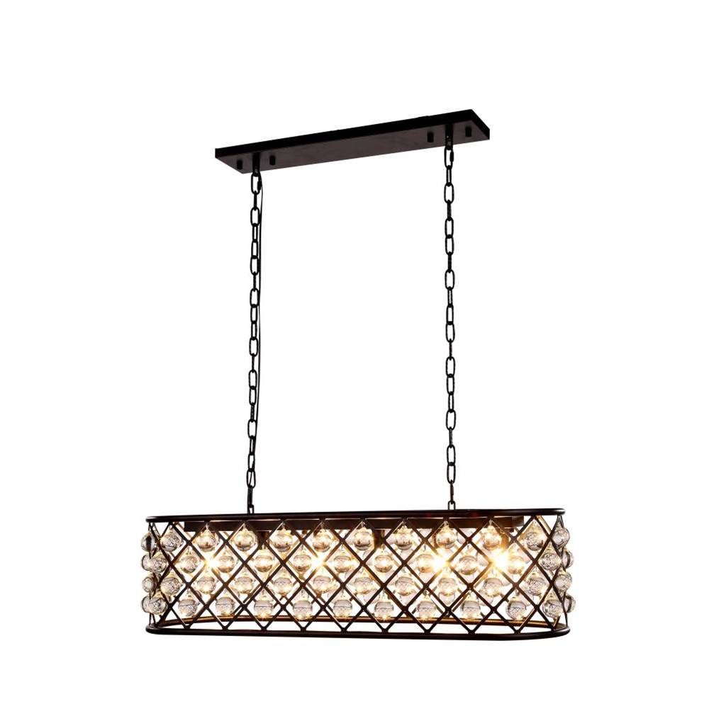 Elegant Lighting 1215 Madison Collection Pendant Lamp L:40in W:13in H:15in Lt:6 Mocha Brown Finish Royal Cut Crystal