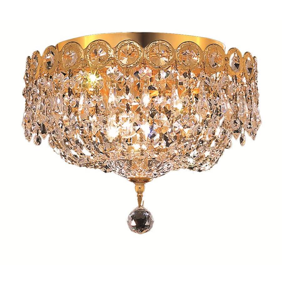 Elegant Lighting Century 3 Light Gold Flush Mount Clear Royal Cut Crystal