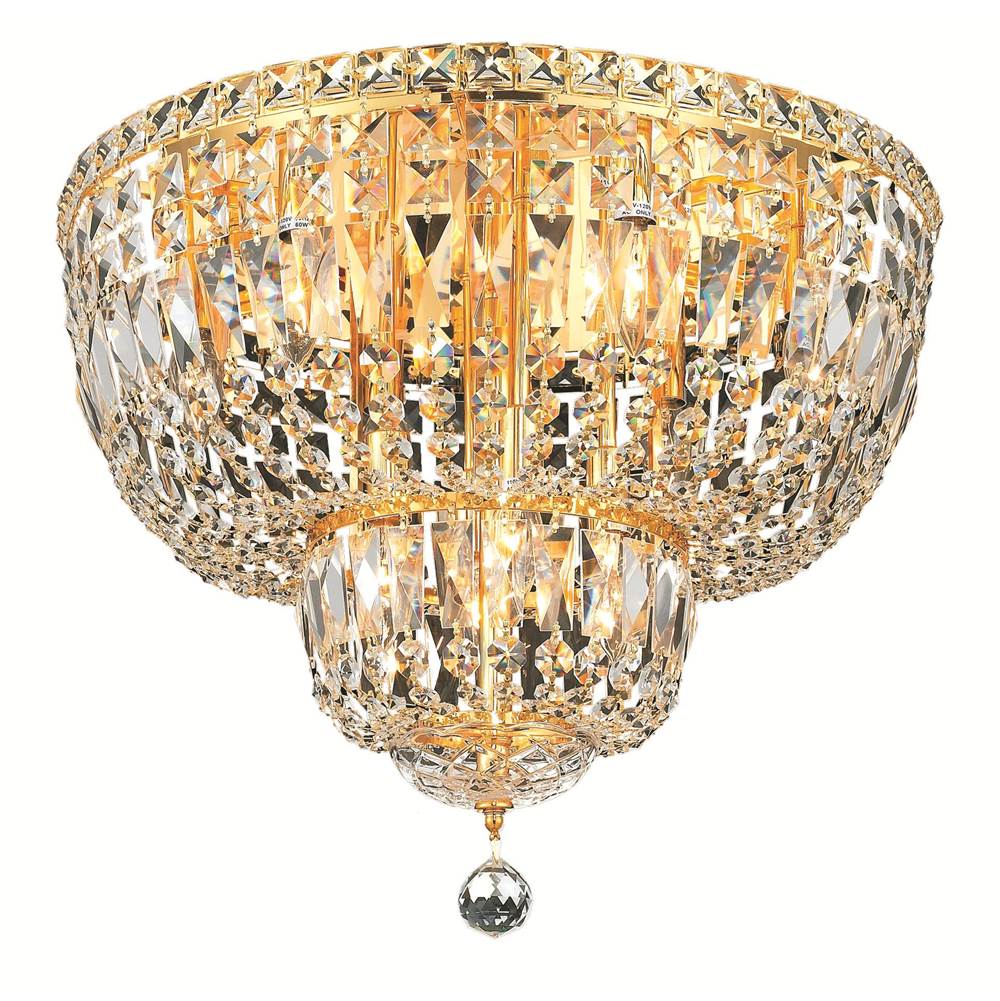 Elegant Lighting Tranquil 10 Light Gold Flush Mount Clear Royal Cut Crystal