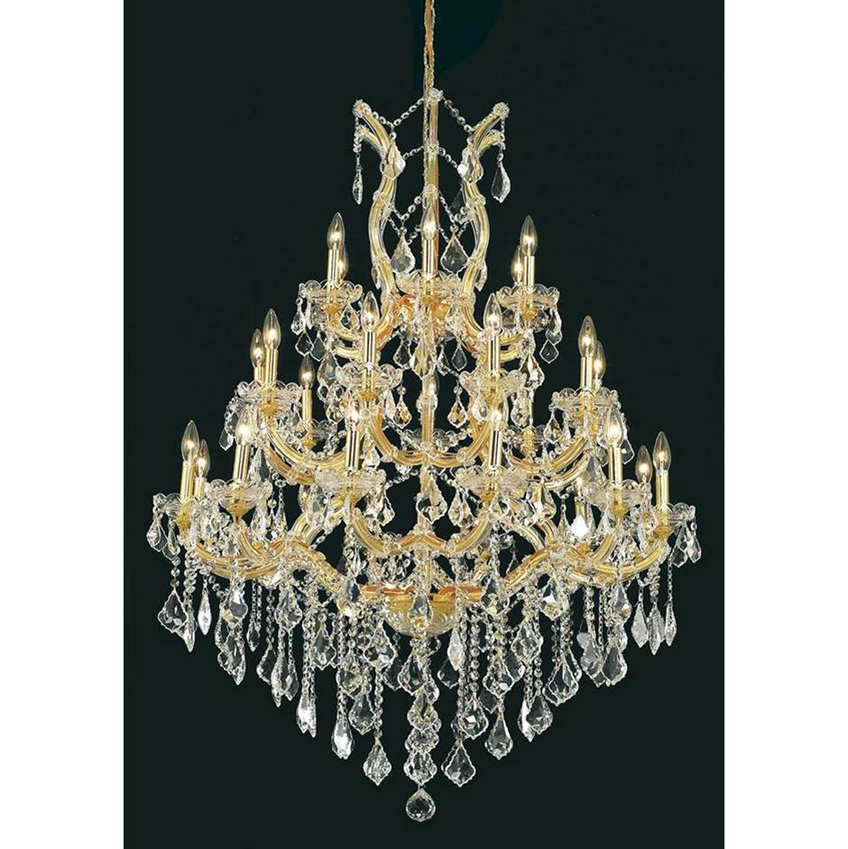 Elegant Lighting Maria Theresa 28 Light Gold Chandelier Clear Royal Cut Crystal
