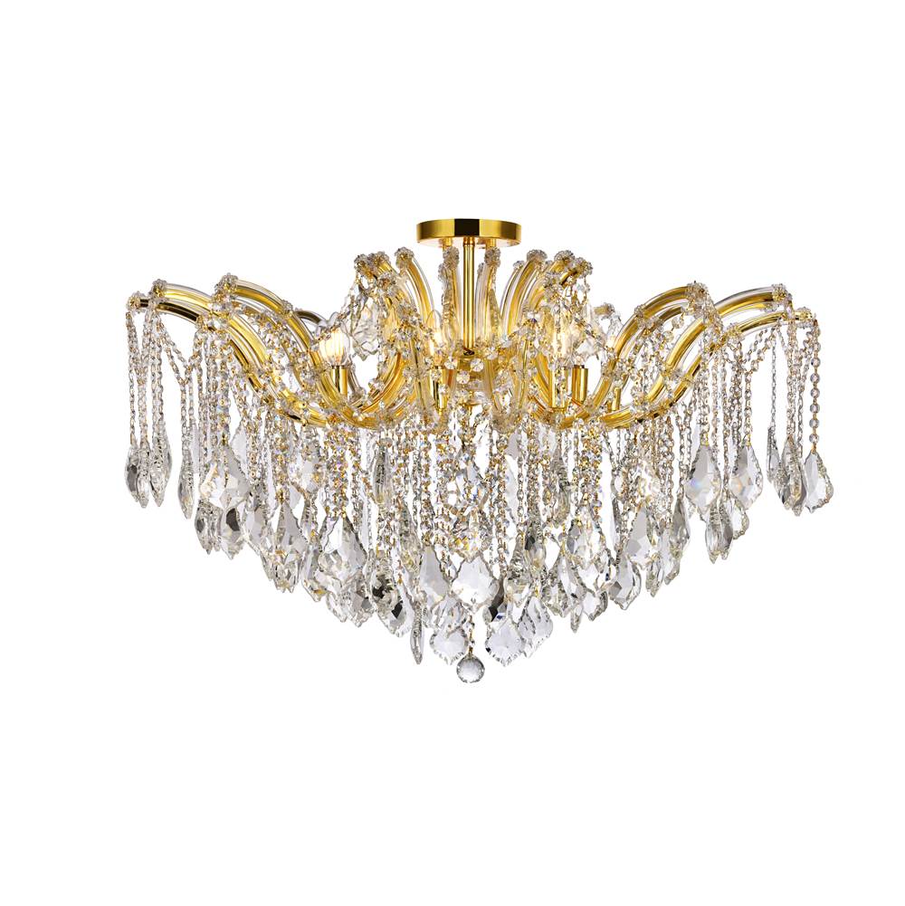 Elegant Lighting Maria Theresa 8 light Gold Flush Mount Clear Royal Cut Crystal