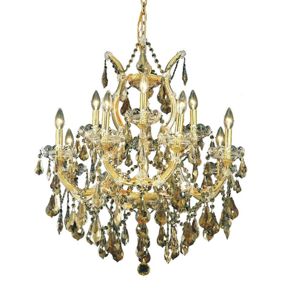 Elegant Lighting Maria Theresa 13 Light Gold Chandelier Clear Royal Cut Crystal