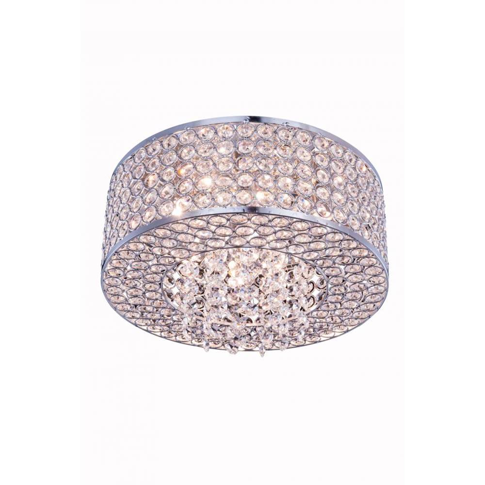 Elegant Lighting Amelie 4 Light Chrome Flush Mount Clear Royal Cut Crystal