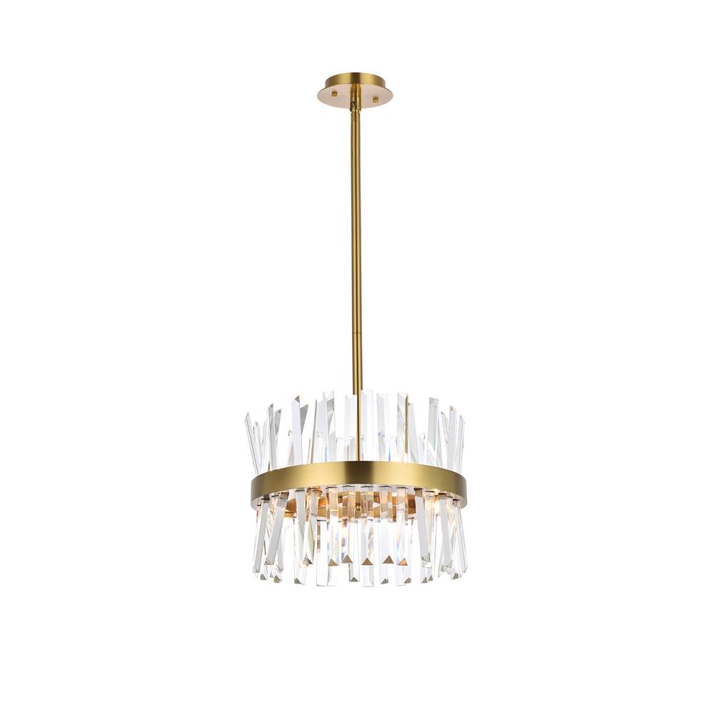 Elegant Lighting Serephina 16 Inch Crystal Round Pendant Light In Satin Gold