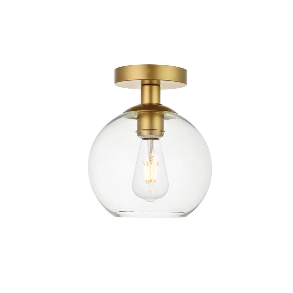 Elegant Lighting Baxter 1 Light Brass Flush Mount With Clear Glass