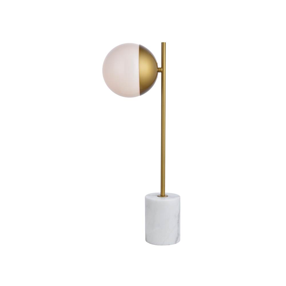 Elegant Lighting Eclipse 1 Light Brass Table Lamp With Frosted White Glass
