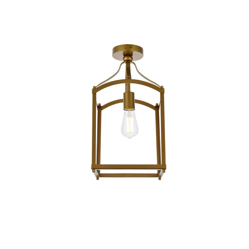 Elegant Lighting Janet 1 light flush mount in brass