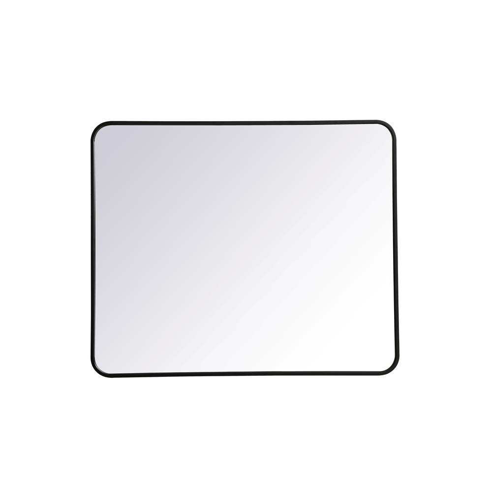 Elegant Lighting Evermore Soft Corner Metal Rectangular Mirror 30X36 Inch In Black