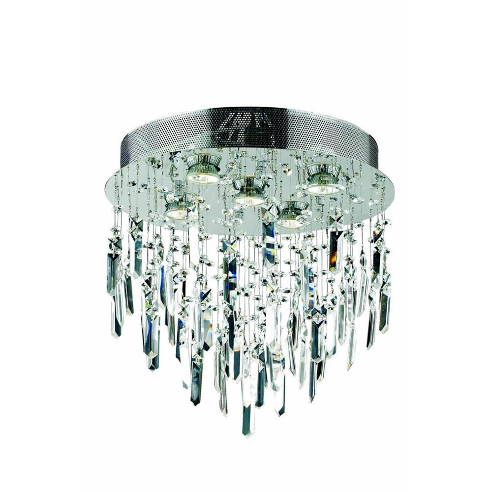 Elegant Lighting Galaxy 5 Light Chrome Flush Mount Clear Royal Cut Crystal
