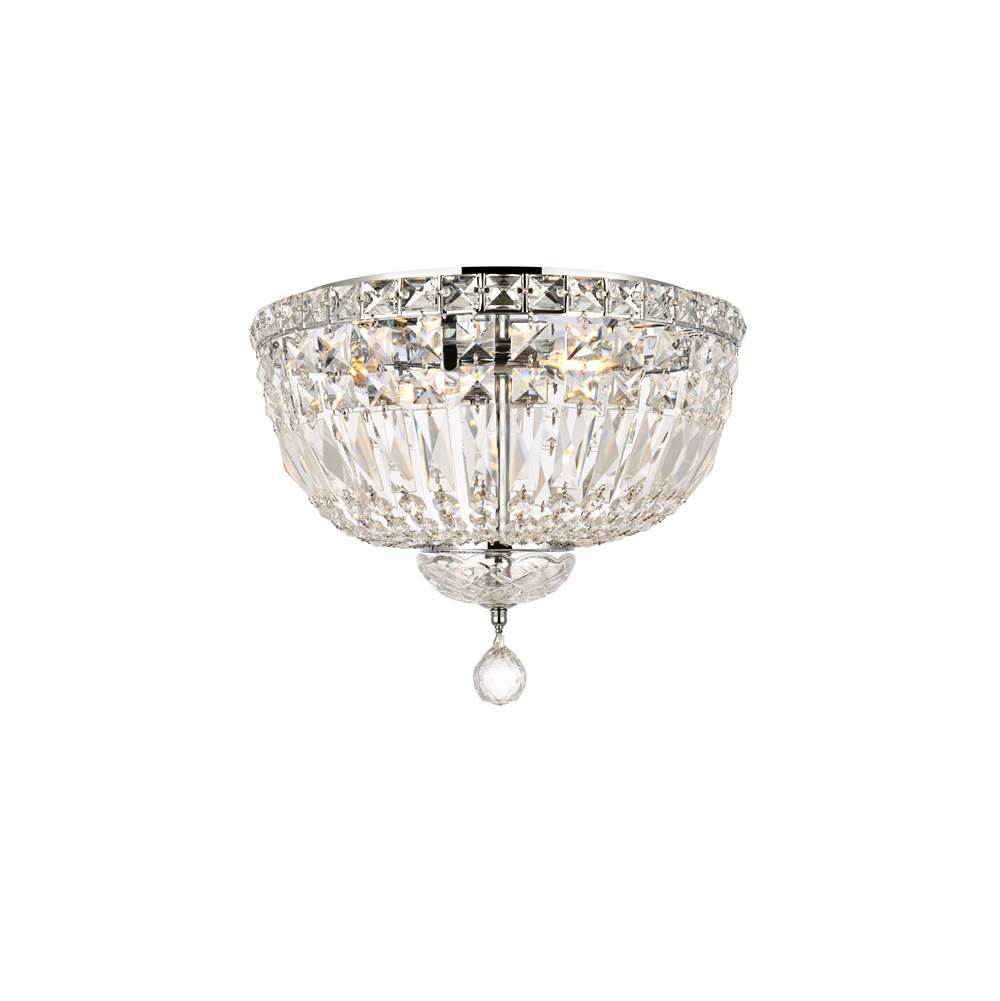 Elegant Lighting Tranquil 4 Light Chrome Flush Mount Clear Royal Cut Crystal