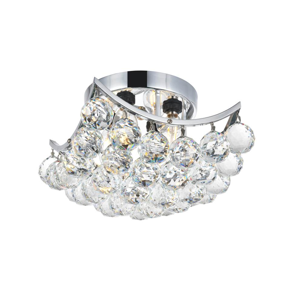Elegant Lighting Corona 4 Light Chrome Flush Mount Clear Royal Cut Crystal