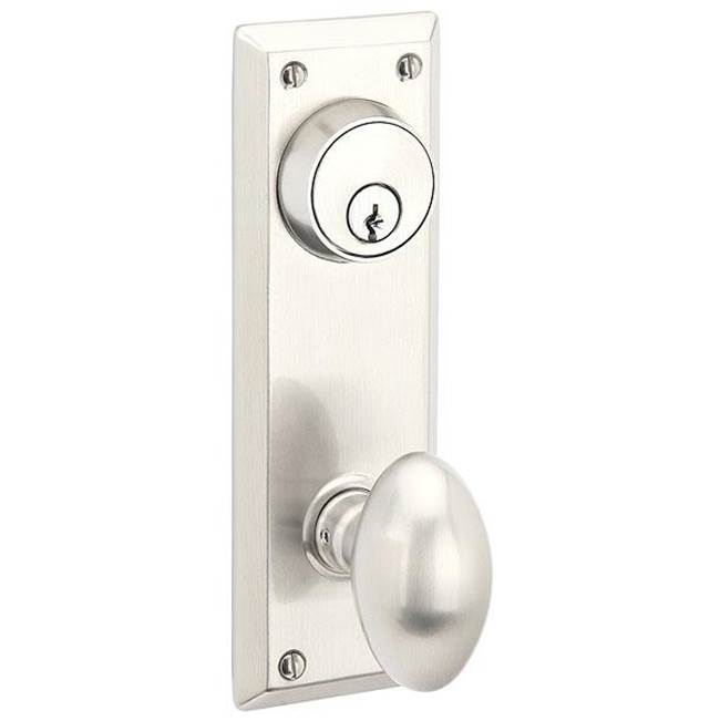 Emtek Passage Double Keyed, Sideplate Locksets Quincy 3-5/8'' Center to Center Keyed, Ribbon and Reed Lever, LH, US15
