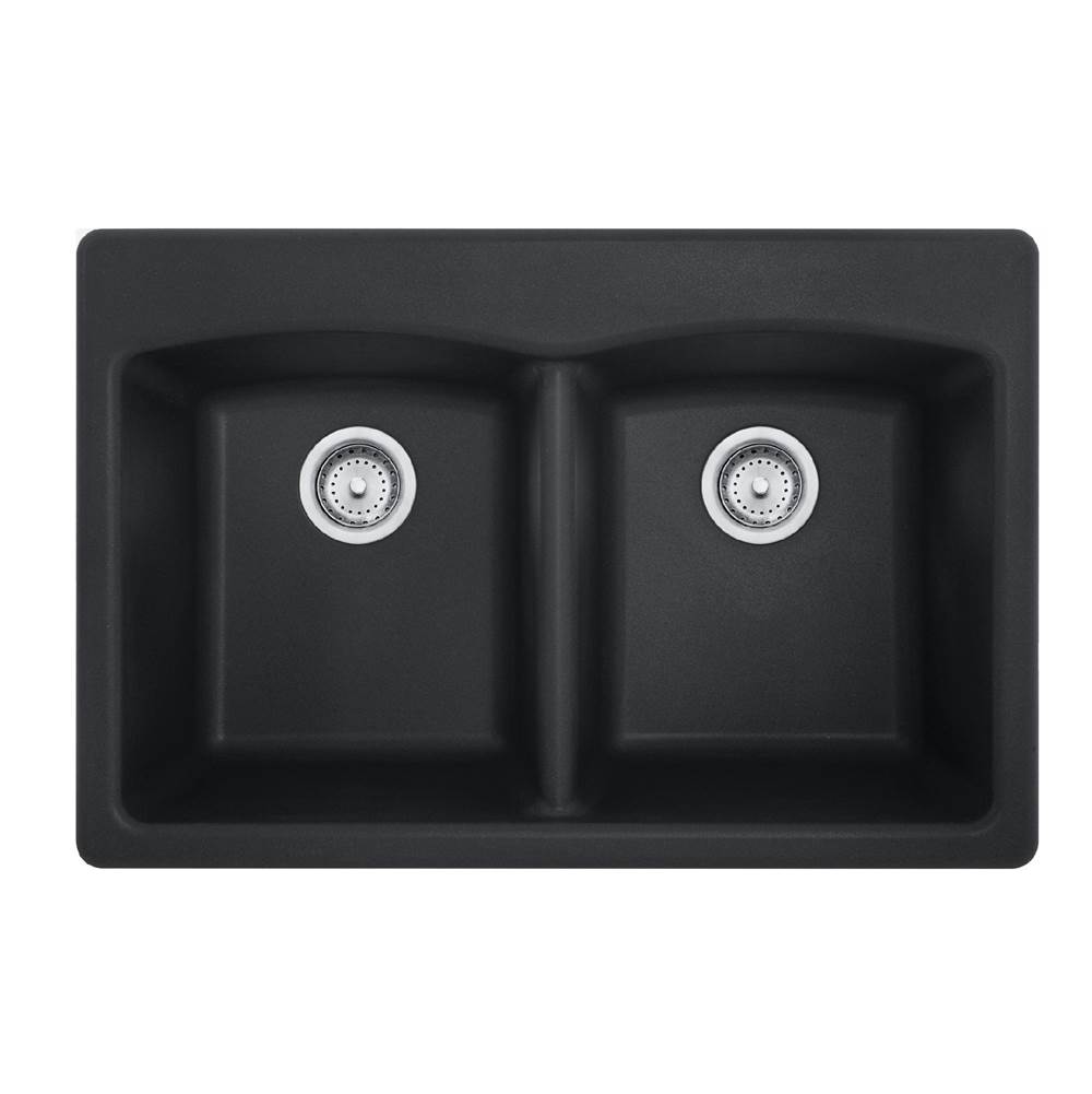 Franke Franke Ellipse 33.0-in. x 22.0-in. Granite Dual Mount Double Bowl Kitchen Sink in Onyx