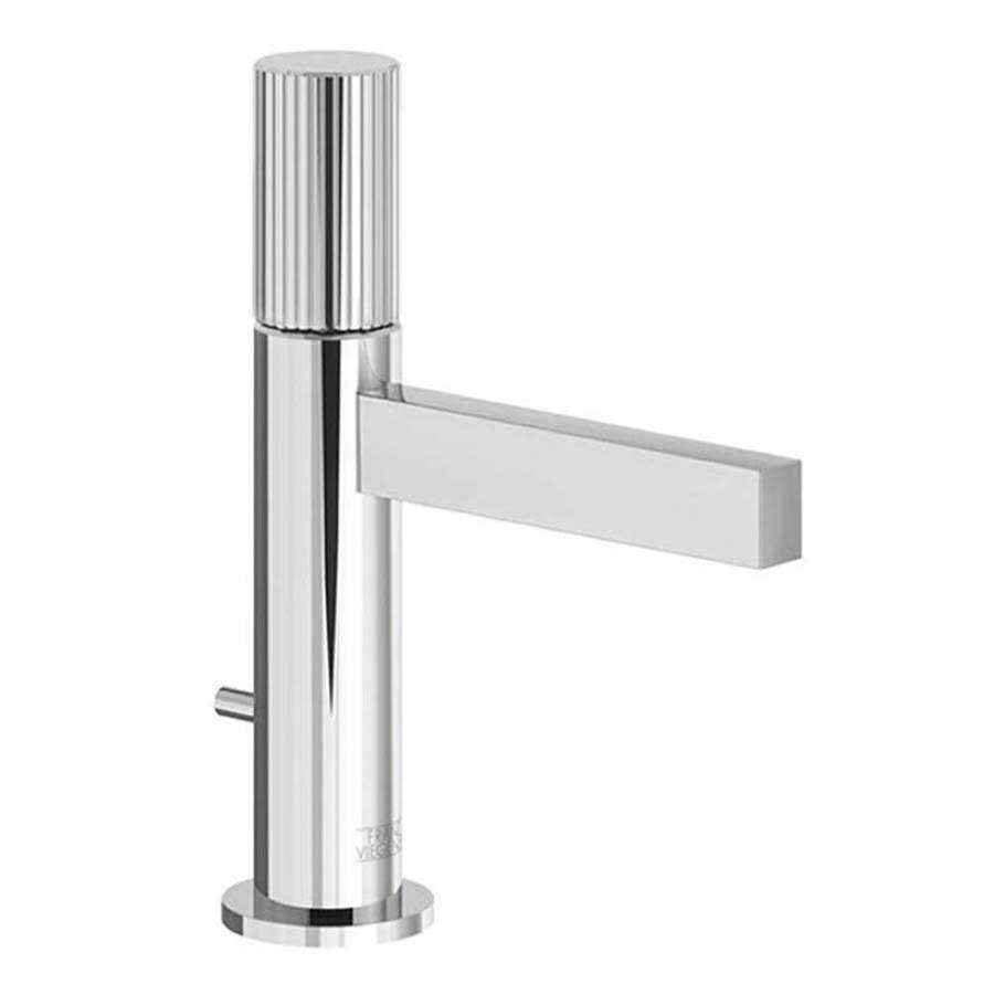 Franz Viegener Single Handle Luxury Lavatory Set, Vertical Lines Cylinder Handle, With Pop-Up Drain Assembly