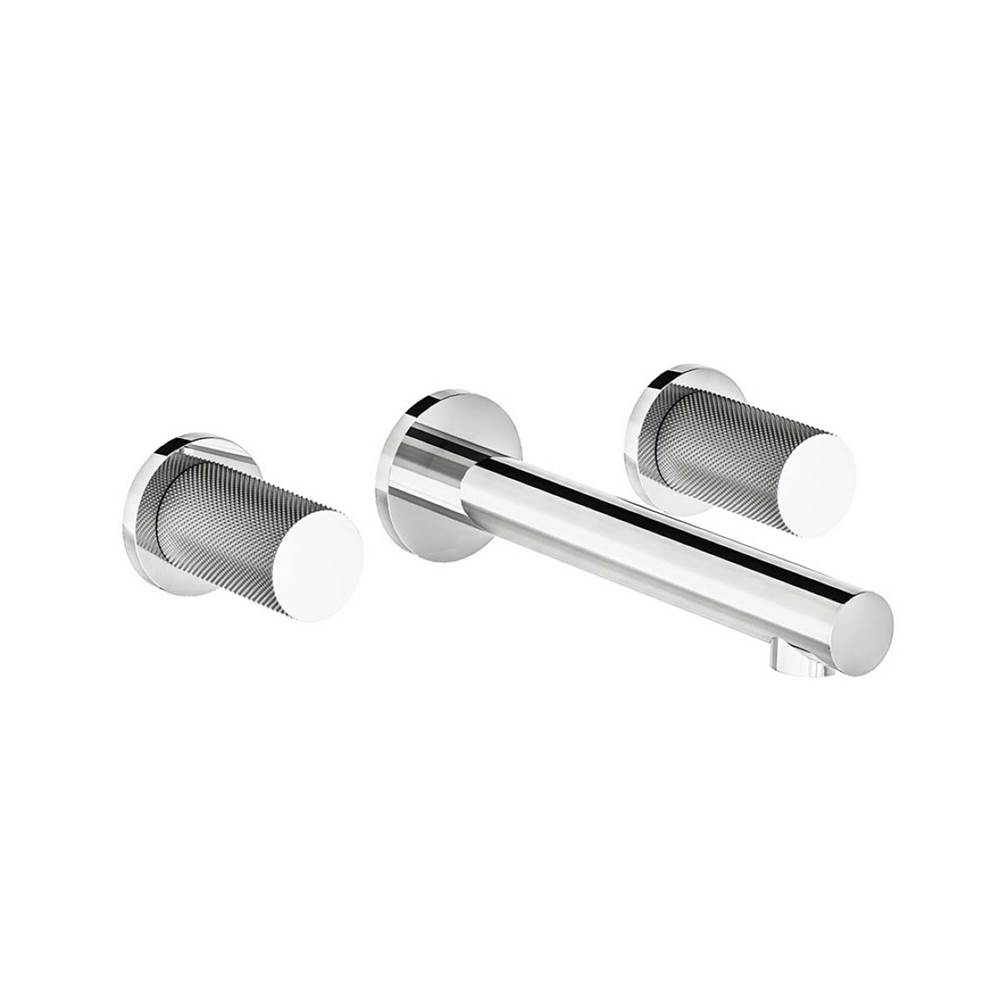 Franz Viegener Wall-Mounted Lavatory Faucet, Knurling Cylinder Handle, Less Drain Assembly. Trim Only