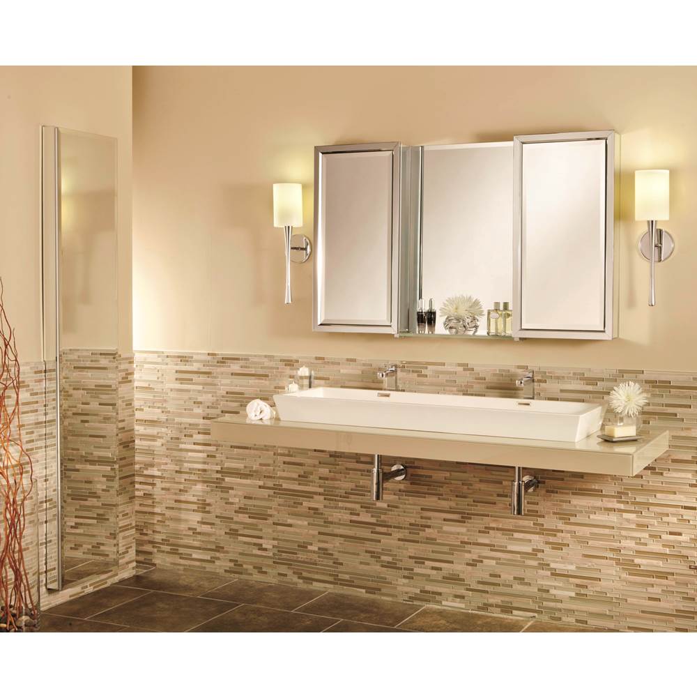 GlassCrafters 16'' x 72'' Satin Chrome Full Length Beveled Mirrored Cabinet - 4 Inch Deep