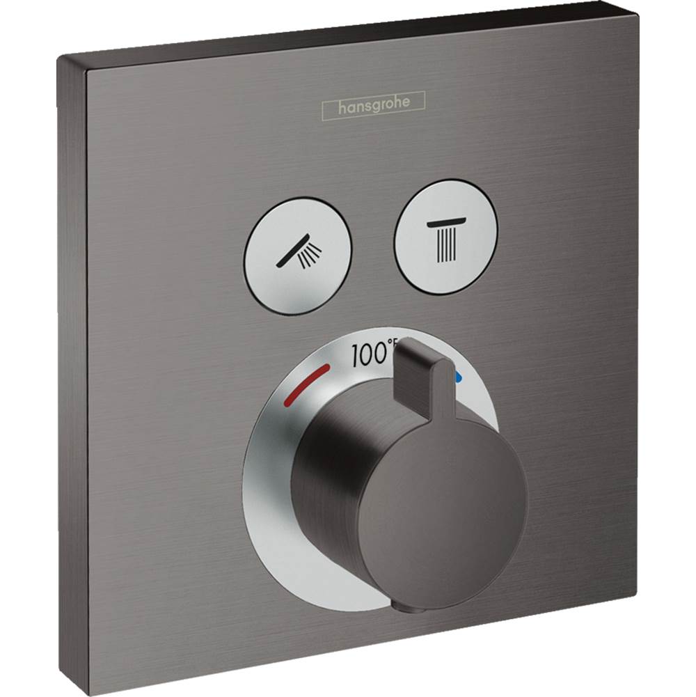 Hansgrohe ShowerSelect Thermostatic Trim for 2 Functions, Square in Brushed Black Chrome