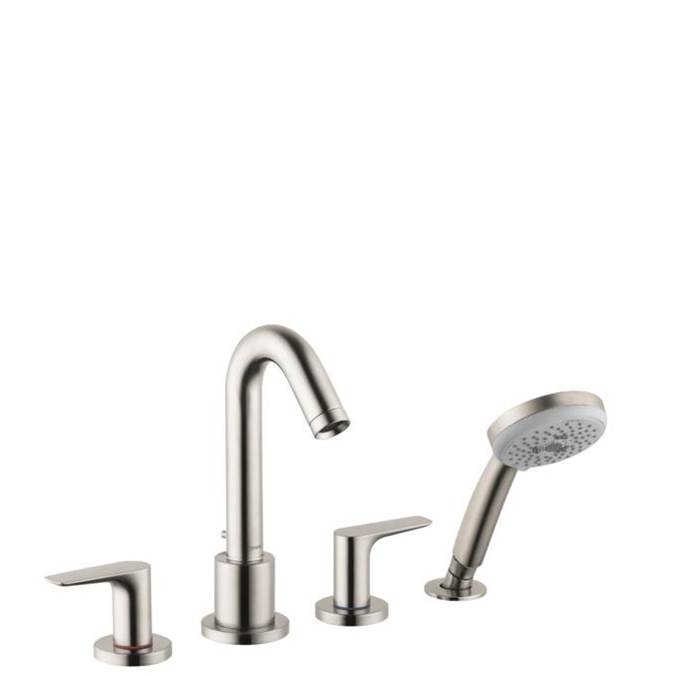 Hansgrohe Logis 4-Hole Roman Tub Set Trim with 1.8 GPM Handshower in Brushed Nickel