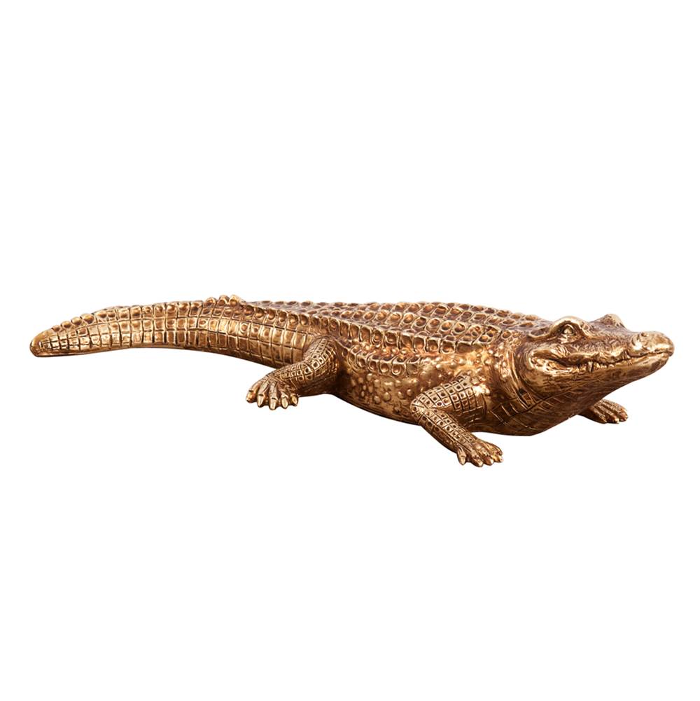 Howard Elliott Antiqued Gold Crocodile Sculpture